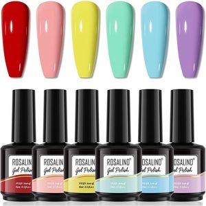 Gel Nail Polish Set 15ML 6 Pastel Colors Soak Off Nail Art Designs